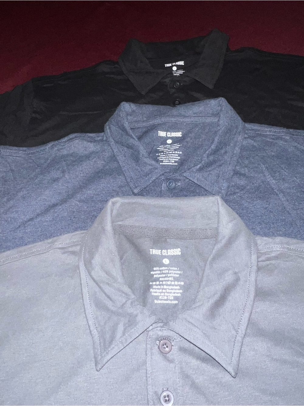 True Classic Men’s Polo Shirt - Gray,blue and Black color,size L